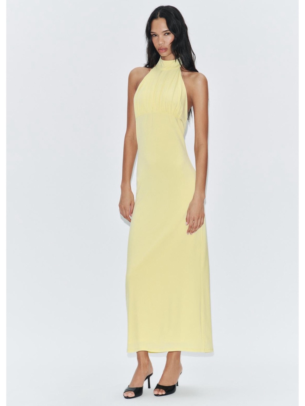 Zara Tied Halter Yellow Midi Dress